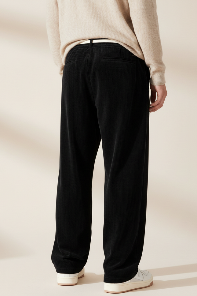 Pantalon Baggy Noir Cordon Velours Côtelé Homme Ample - Cordé - vue 2