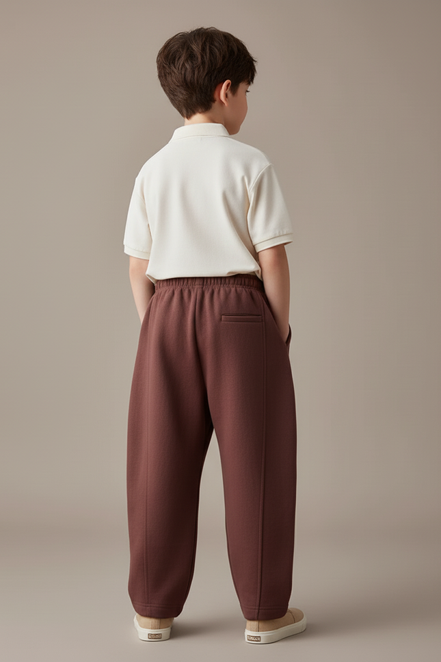 Pantalon Baggy Marron Ample Molletonné Élastiqué Enfant - vue 2