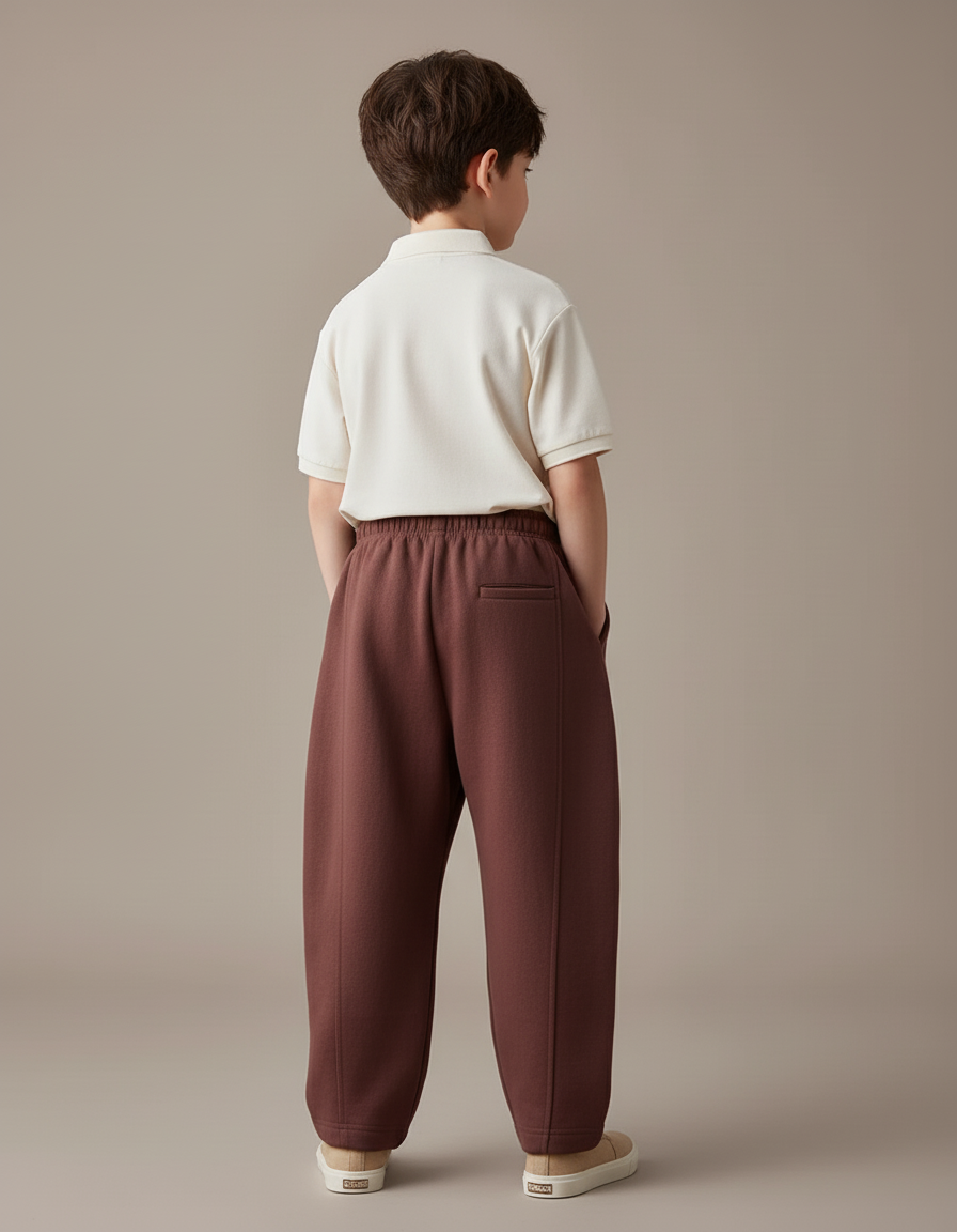 Pantalon Baggy Marron Ample Molletonné Élastiqué Enfant - vue 2