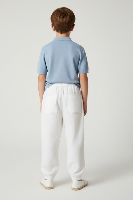 Pantalon Baggy Blanc Ample Décontracté Coton Enfant - vue 2