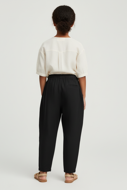 Pantalon Baggy Noir Lin Ample Cordon Enfant - vue 2