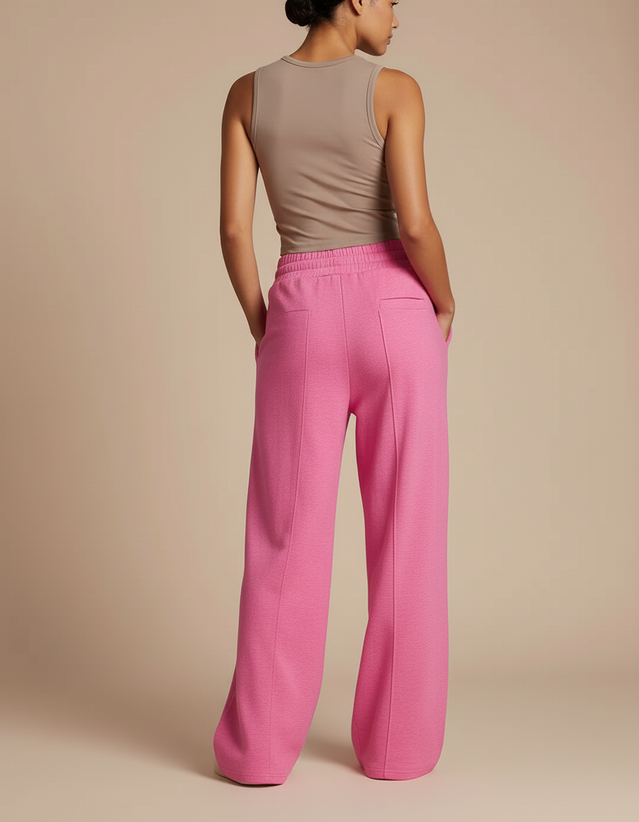 Pantalon Baggy Rose Fuschia Fluide Décontracté Cordon - Molleton - vue 2