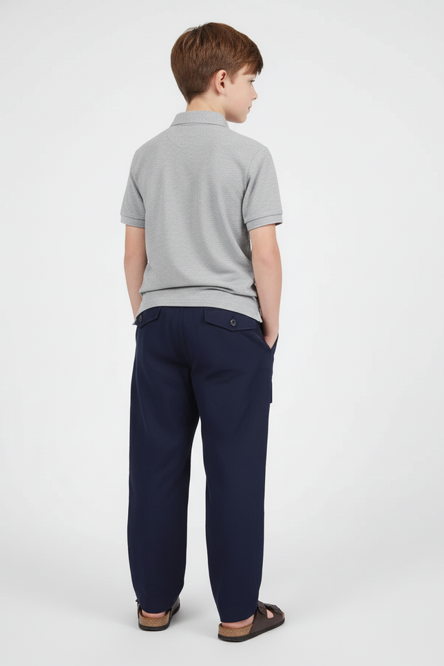 Pantalon Baggy Bleu Marine Cargo Ample Garçon Décontracté - Toile - vue 2