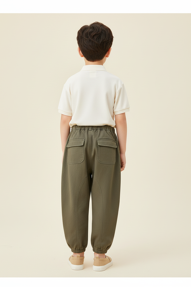Pantalon Baggy Kaki Cargo Ample Enfant Coton Casual - vue 2