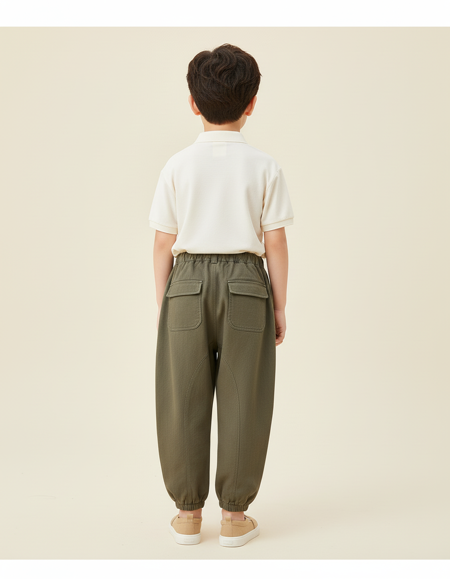 Pantalon Baggy Kaki Cargo Ample Enfant Coton Casual - vue 2