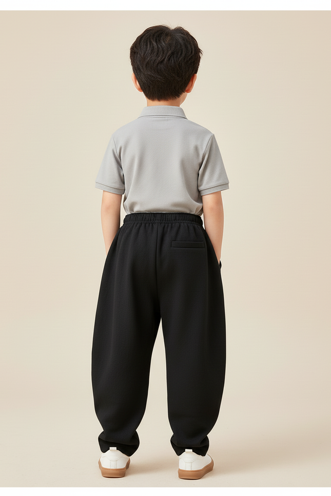 Pantalon Baggy Garçon Noir Jogging - Molleton - vue 2