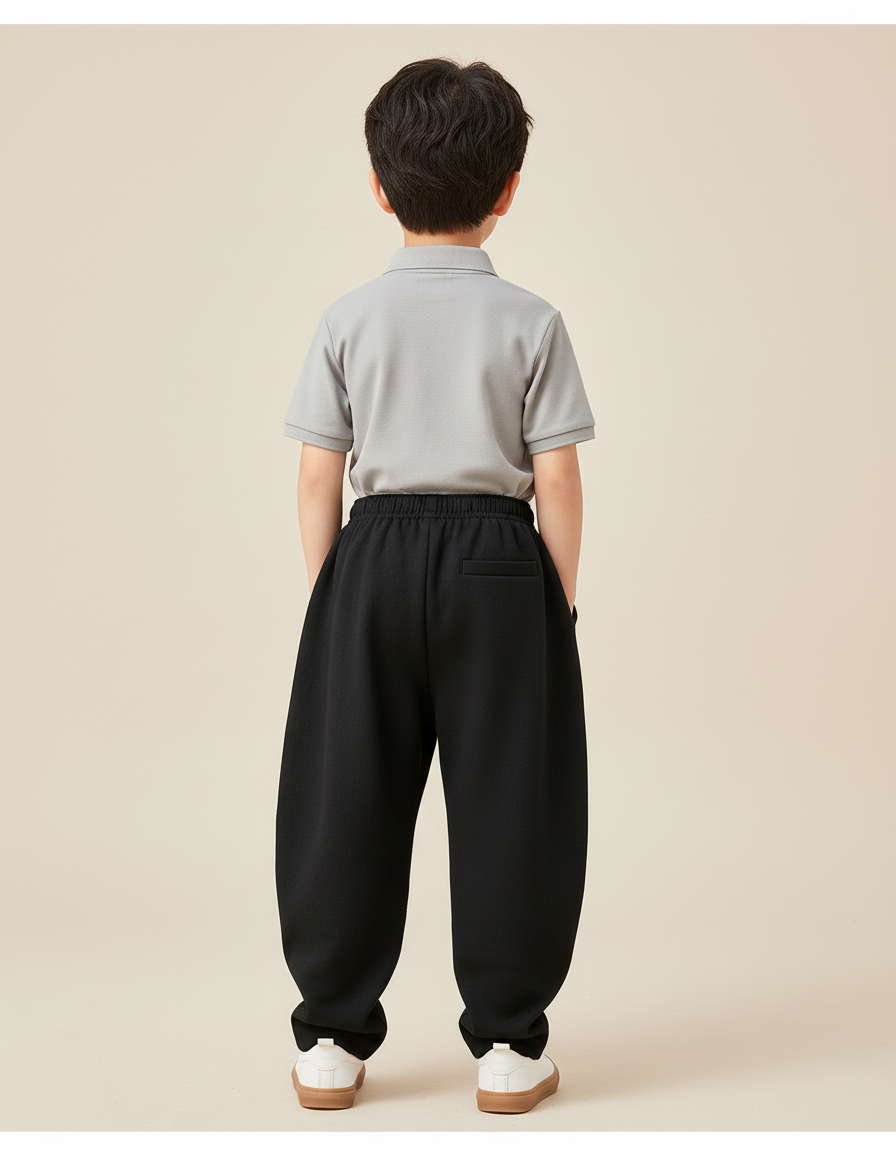 Pantalon Baggy Garçon Noir Jogging - Molleton - vue 2