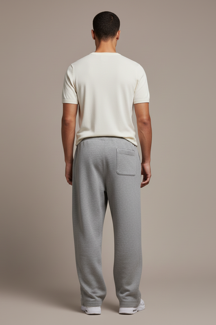 Pantalon Baggy Gris Ample Coton Brodé Décontracté - Molleton - vue 2