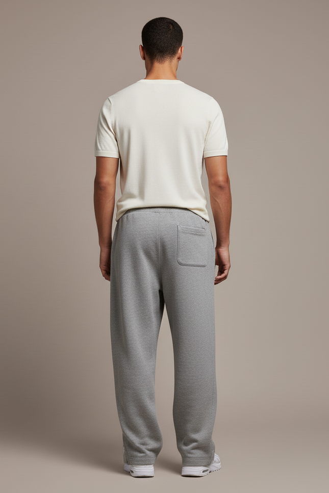 Pantalon Baggy Gris Ample Coton Brodé Décontracté - Molleton - vue 2