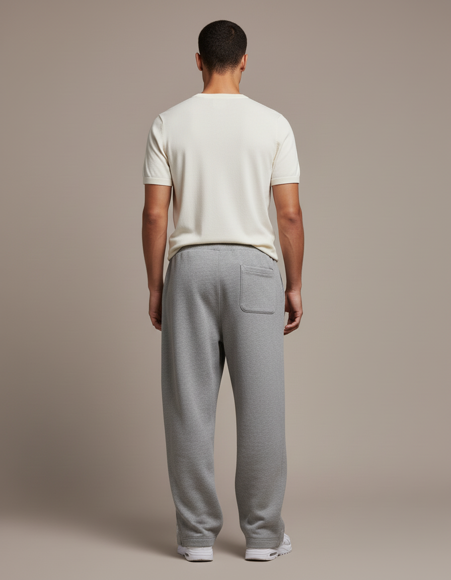 Pantalon Baggy Gris Ample Coton Brodé Décontracté - Molleton - vue 2