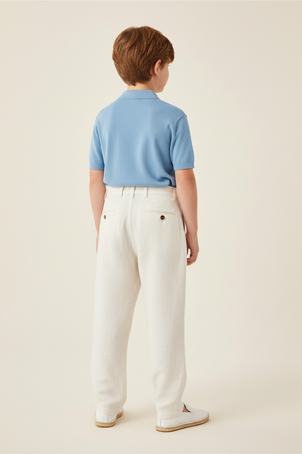 Pantalon Baggy Beige Ample Lin Plissé Enfant - vue 2
