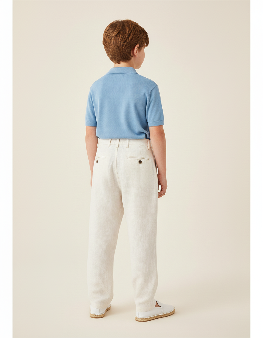 Pantalon Baggy Beige Ample Lin Plissé Enfant - vue 2