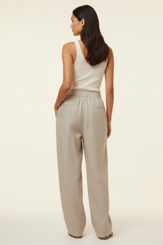 Pantalon Baggy Beige Tissé Ample Confortable Femme - Lin - vue 2