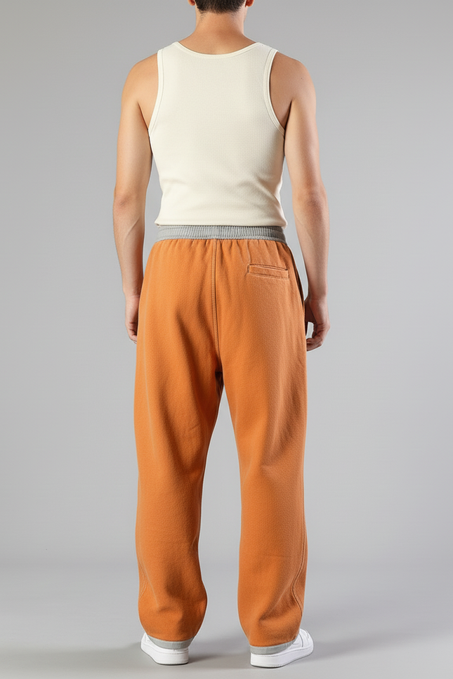 Pantalon Baggy Orange Polaire Ample Décontracté Homme - Molleton - vue 2