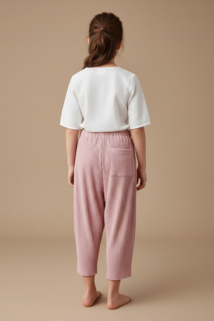 Pantalon Baggy Rose Plissé Ample Fille - Polyester - vue 2