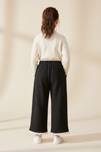 Pantalon Baggy Noir Ample Cœur Fille Hiver - Maille - vue 2