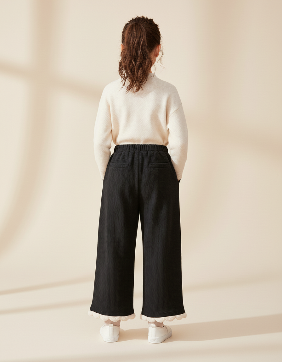 Pantalon Baggy Noir Ample Cœur Fille Hiver - Maille - vue 2