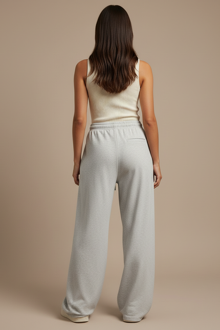 Pantalon Baggy Gris Molletonné Ample Décontracté Femme - vue 2