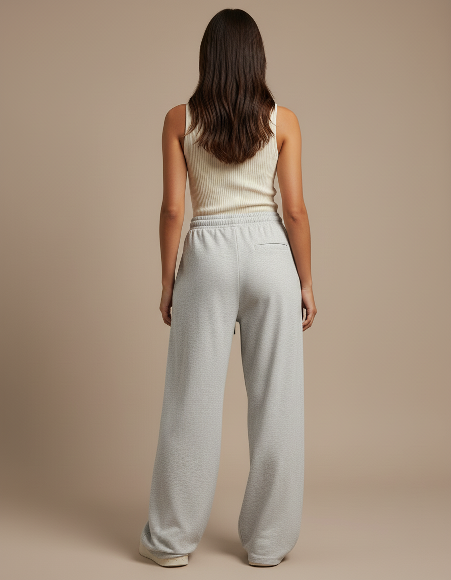 Pantalon Baggy Gris Molletonné Ample Décontracté Femme - vue 2