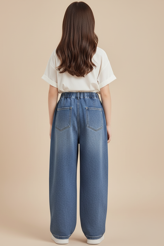 Pantalon Baggy Jean Bleu Ample Déchiré Enfant - vue 2
