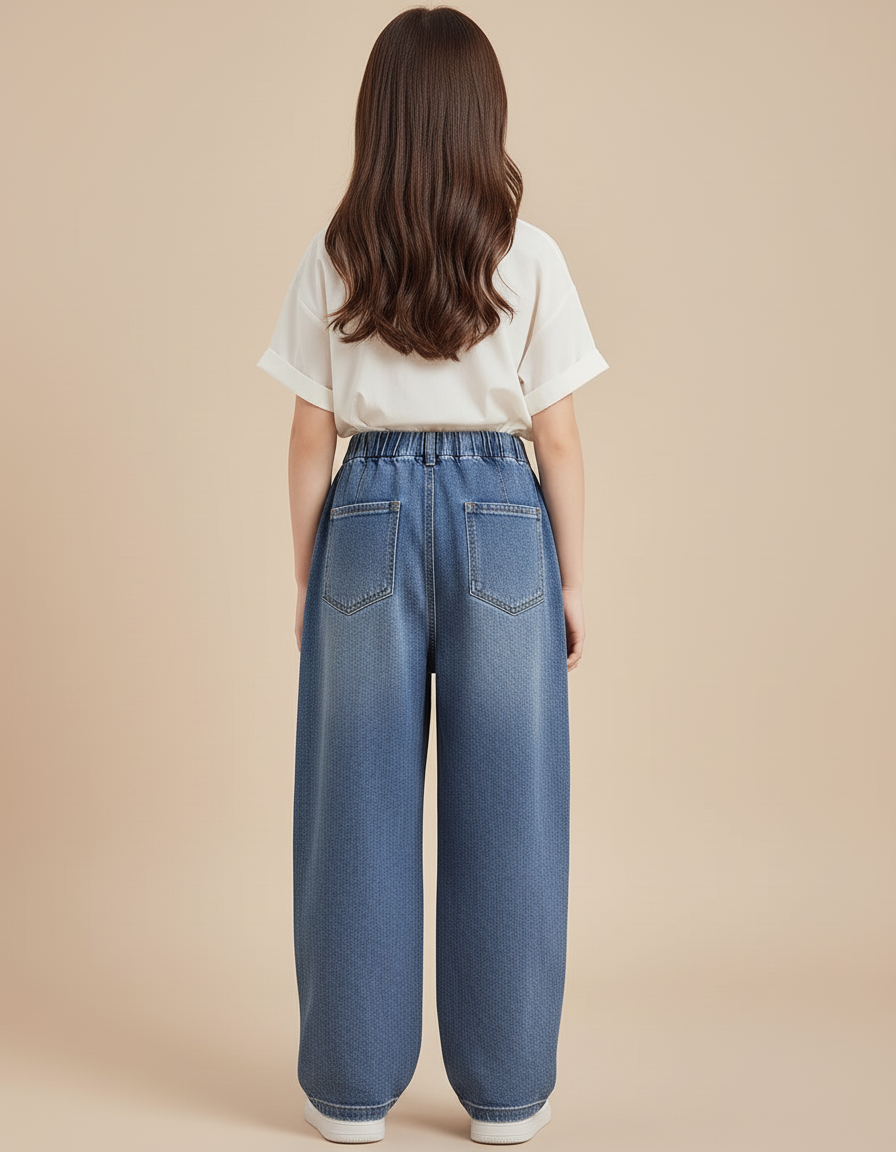 Pantalon Baggy Jean Bleu Ample Déchiré Enfant - vue 2