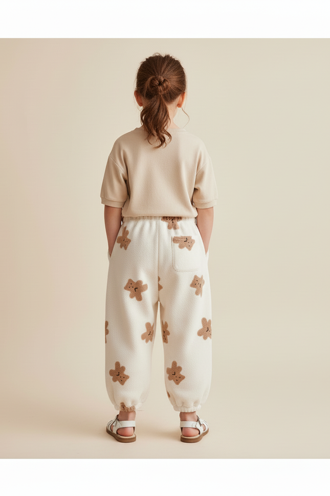 Pantalon Baggy Beige Polaire Ours Mignon Ample - Molleton - vue 2