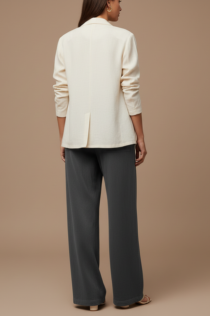 Pantalon Baggy Velours Gris Ample Décontracté Fluide - vue 2