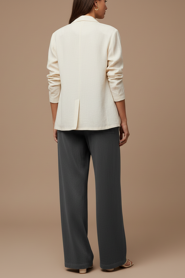 Pantalon Baggy Velours Gris Ample Décontracté Fluide - vue 2