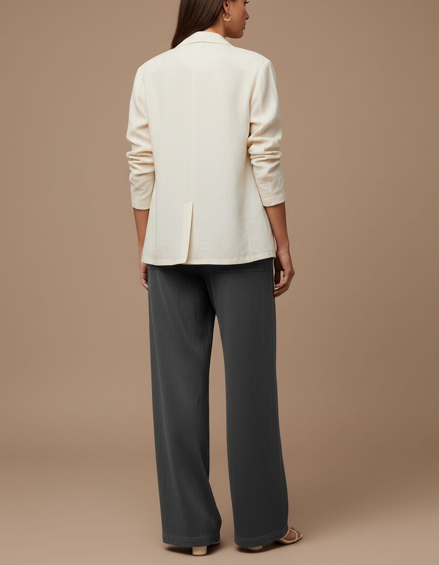 Pantalon Baggy Velours Gris Ample Décontracté Fluide - vue 2