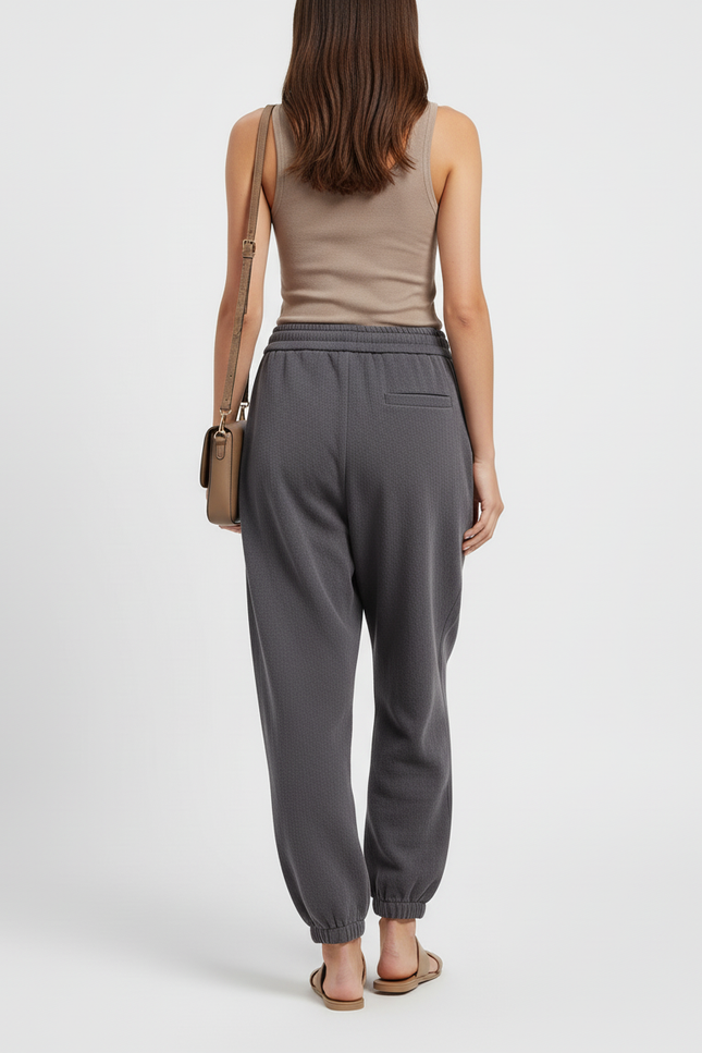 Pantalon Baggy Gris Cordon Décontracté Femme - Molleton - vue 2