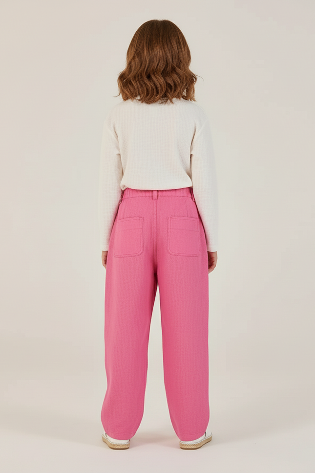 Pantalon Baggy Rose Ample Décontracté Lin Enfant - vue 2