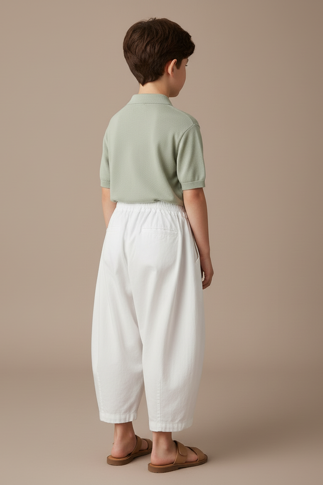 Pantalon Baggy Blanc Ample Coton Enfant Décontracté - vue 2