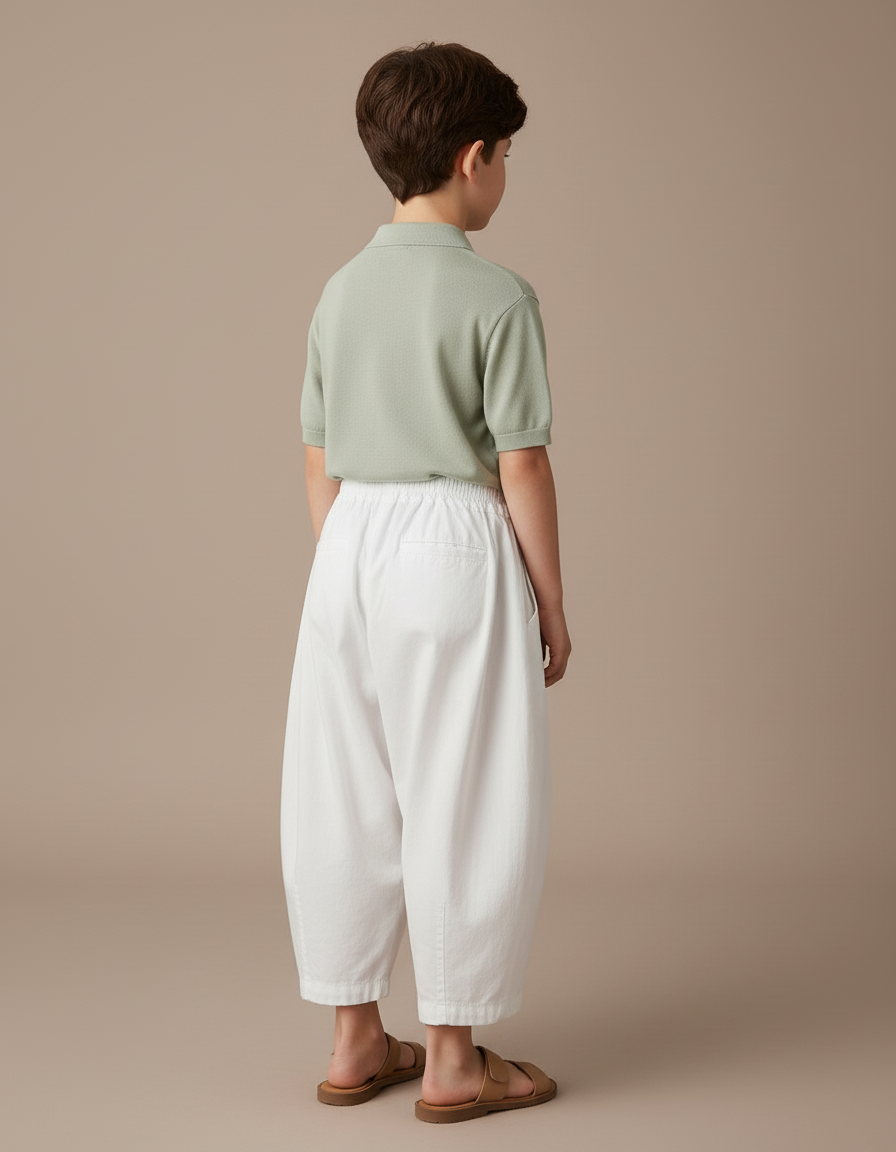 Pantalon Baggy Blanc Ample Coton Enfant Décontracté - vue 2