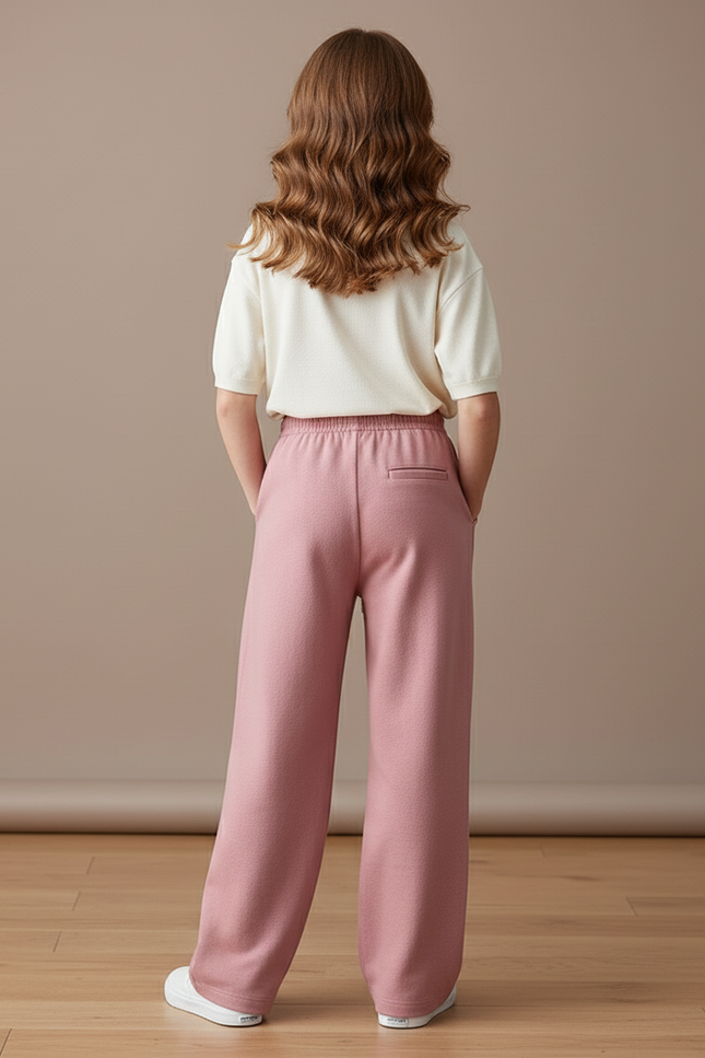 Pantalon Baggy Rose Ample Coton Droit Fille - Molleton - vue 2