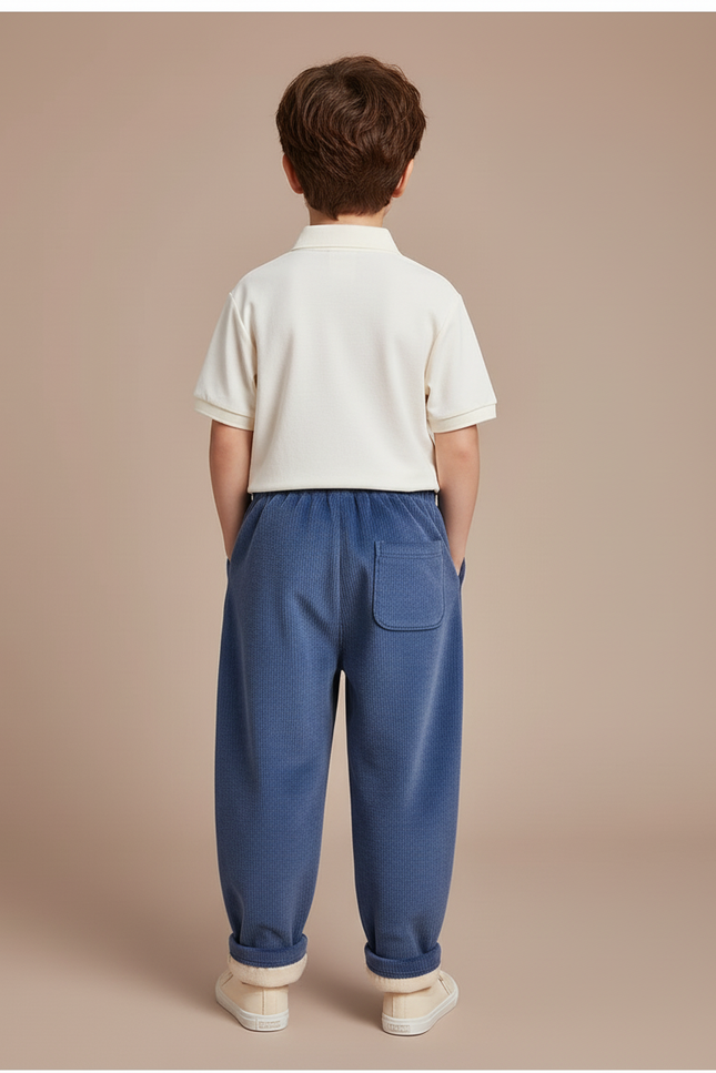 Pantalon Baggy Bleu Côtelé Ourson Épais Enfant - Cordé - vue 2