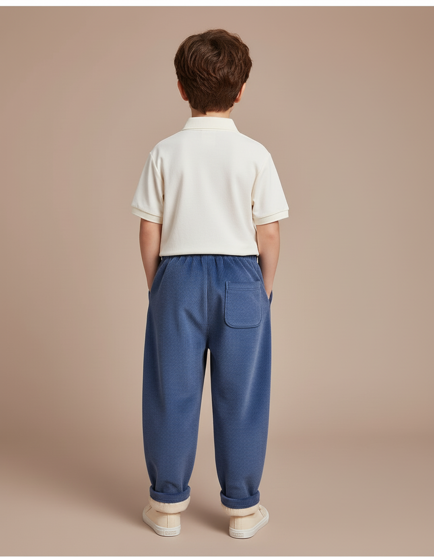 Pantalon Baggy Bleu Côtelé Ourson Épais Enfant - Cordé - vue 2