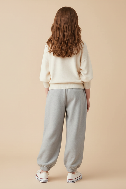 Pantalon Baggy Gris Ample Cordon Confortable Enfant - Molleton - vue 2