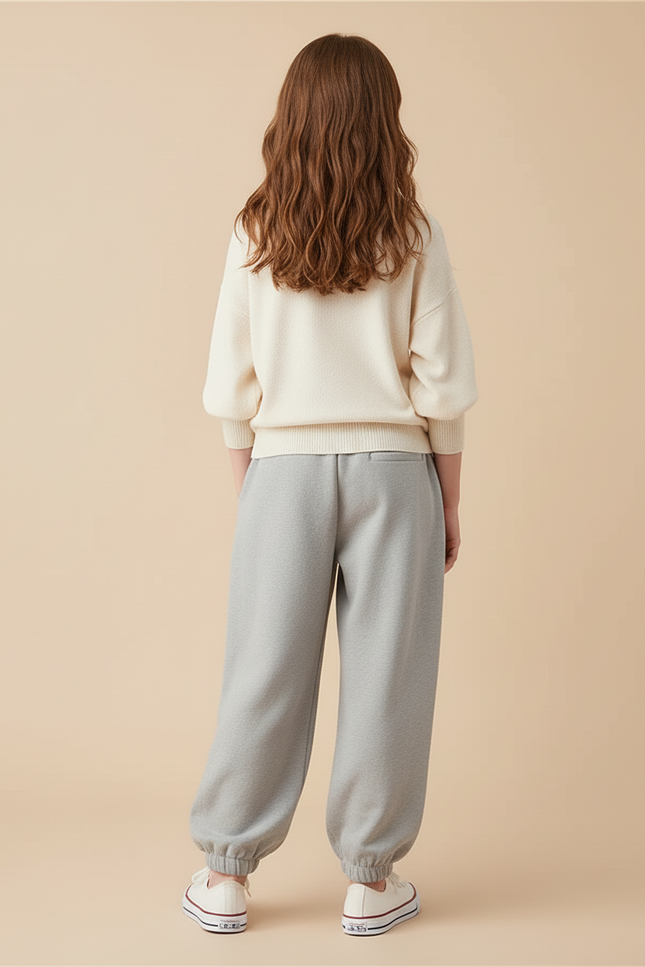 Pantalon Baggy Gris Ample Cordon Confortable Enfant - Molleton - vue 2