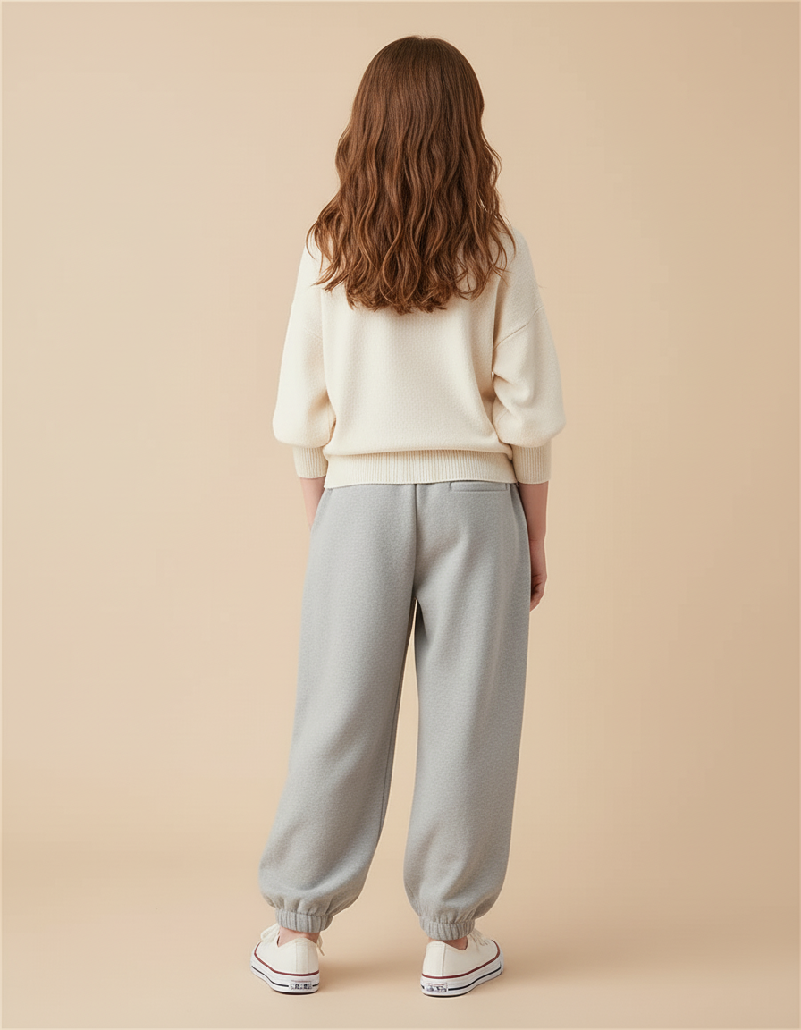 Pantalon Baggy Gris Ample Cordon Confortable Enfant - Molleton - vue 2