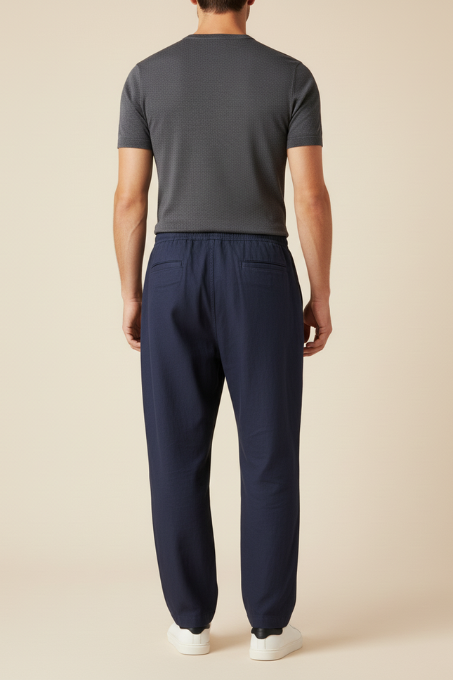 Pantalon Baggy Marine Ample Lin Cordon Homme - vue 2