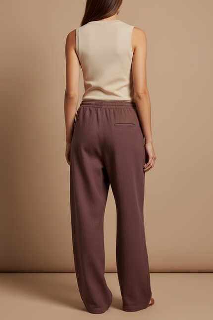 Pantalon Baggy Marron Ample Fluide Décontracté Femme - Molleton - vue 2