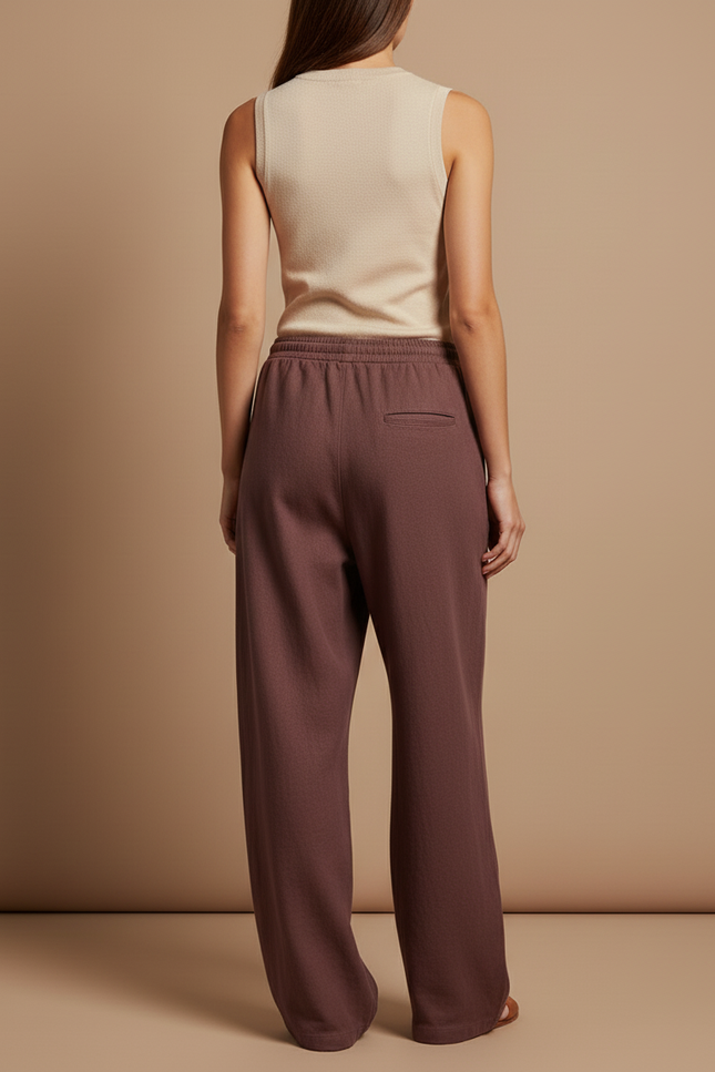 Pantalon Baggy Marron Ample Fluide Décontracté Femme - Molleton - vue 2