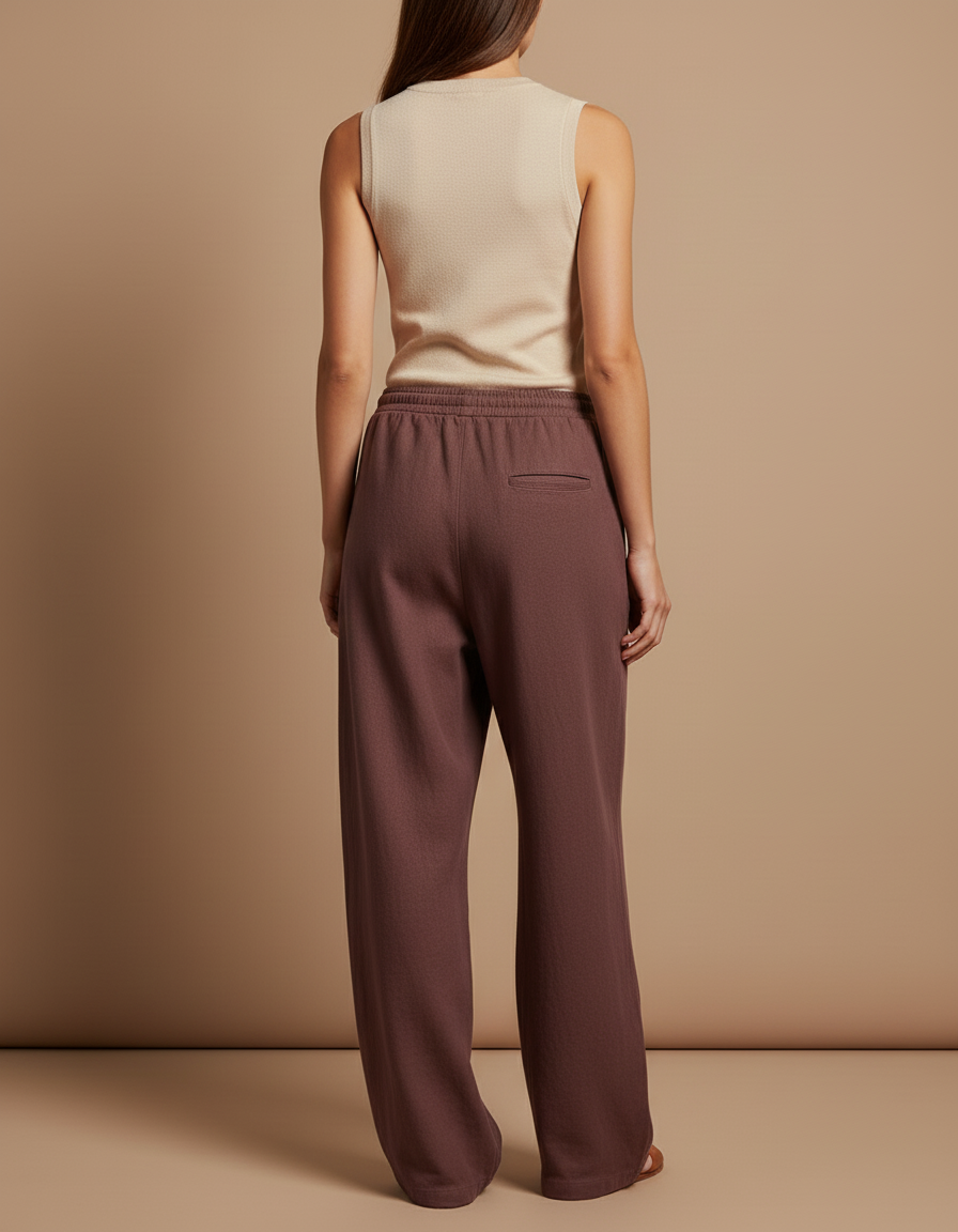 Pantalon Baggy Marron Ample Fluide Décontracté Femme - Molleton - vue 2