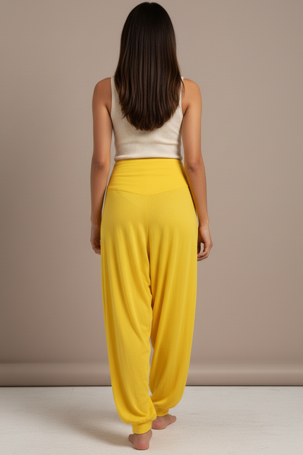 Pantalon Baggy Jaune Fluide Confortable Yoga Femme - Viscose - vue 2