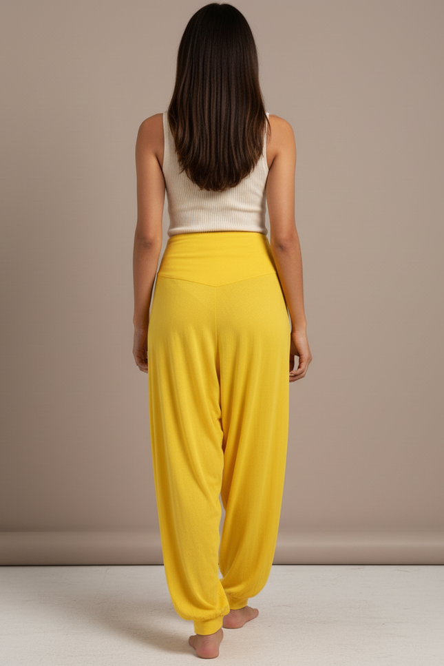 Pantalon Baggy Jaune Fluide Confortable Yoga Femme - Viscose - vue 2