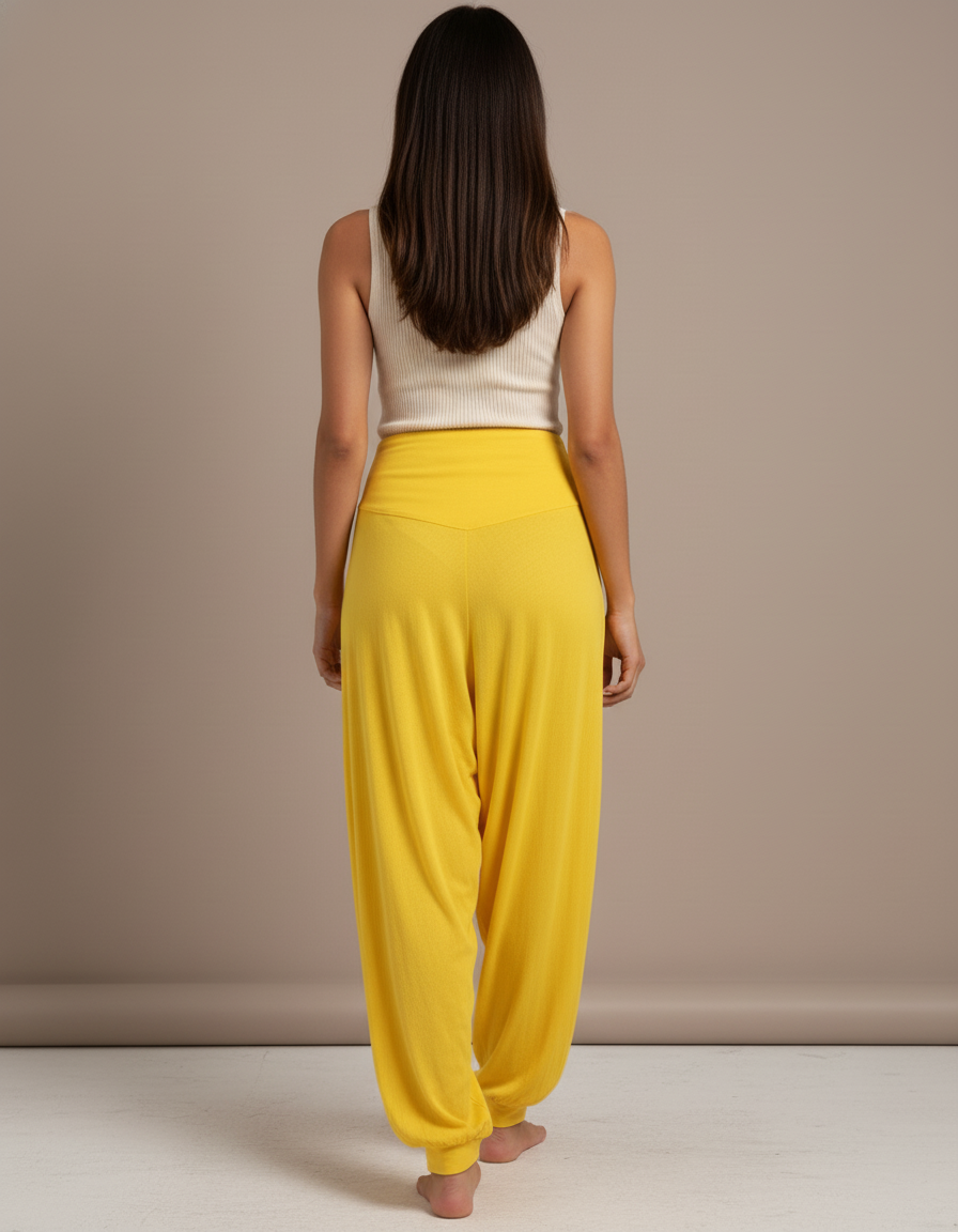 Pantalon Baggy Jaune Fluide Confortable Yoga Femme - Viscose - vue 2