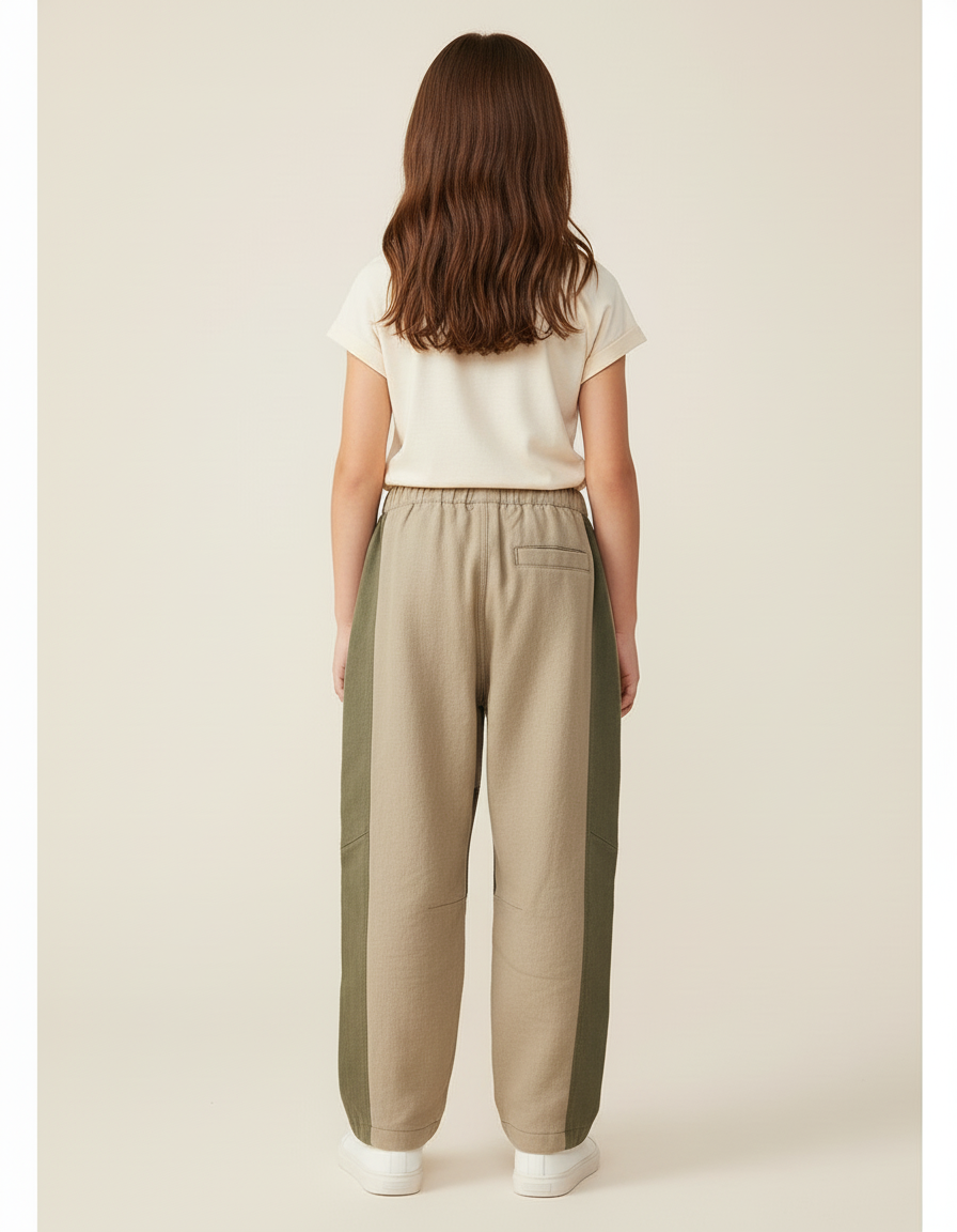 Pantalon Baggy Beige Kaki Cargo Zippé Enfant - Toile - vue 2