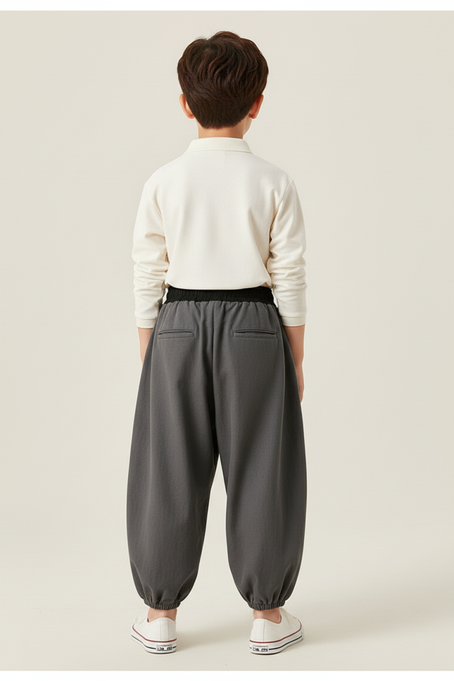 Pantalon Baggy Gris Ample Coton Enfant Garçon - Toile - vue 2