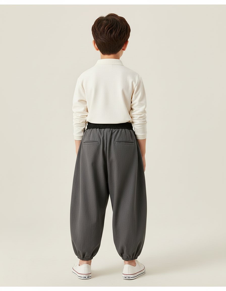 Pantalon Baggy Gris Ample Coton Enfant Garçon - Toile - vue 2