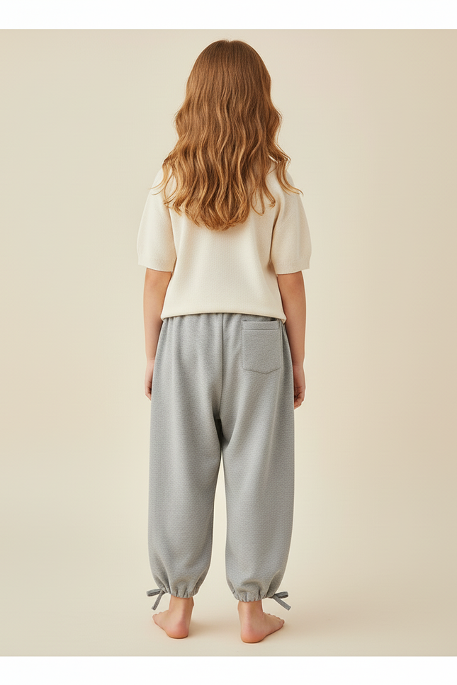 Pantalon Baggy Gris Ample Cordon Enfant - Molleton - vue 2